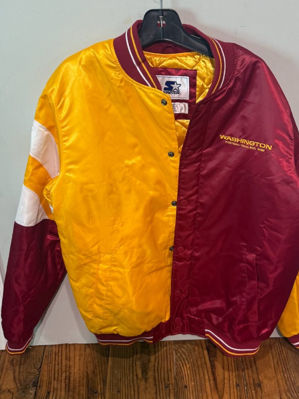Washington Redskins Commanders Football Team Starter Jacket Large Satin Bomber